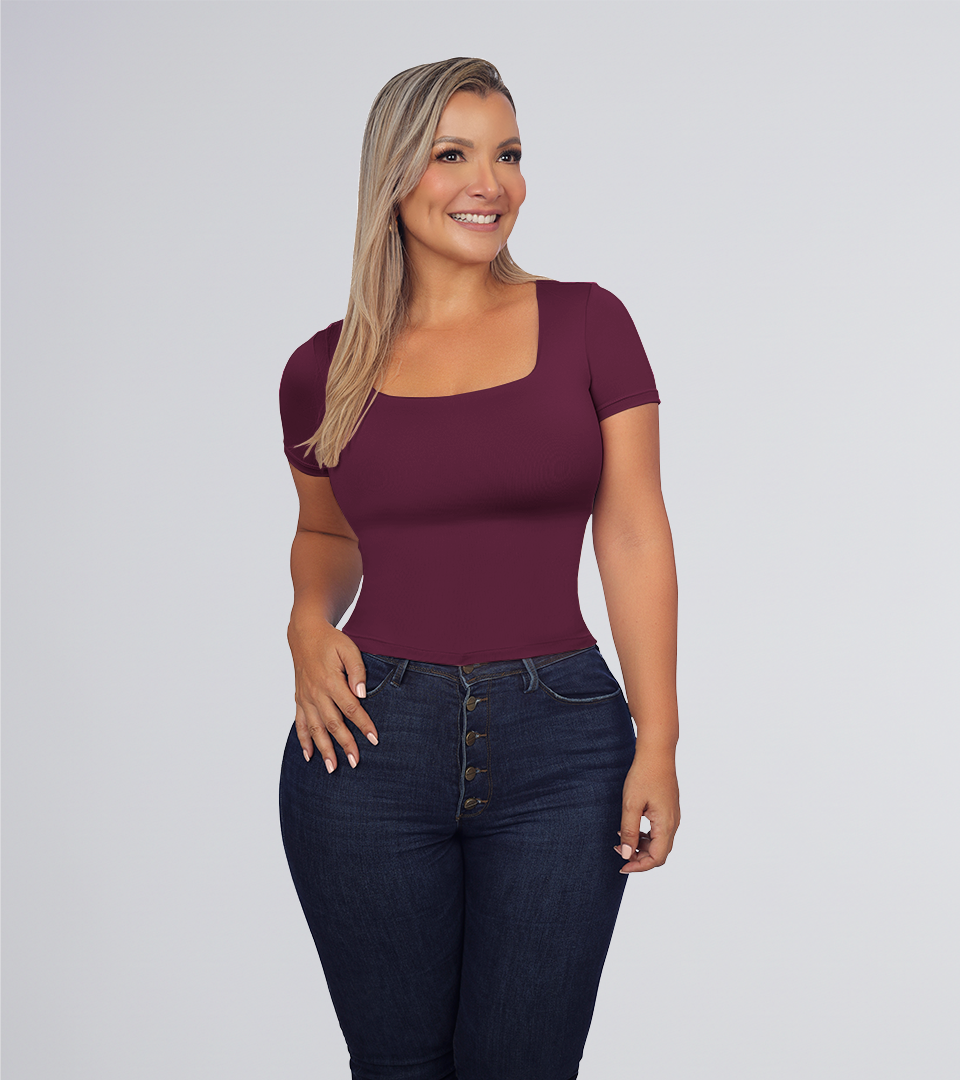 Blusa Escote Cuadrado Uva