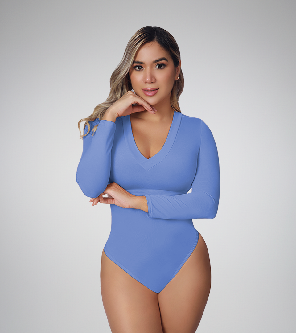 Black V-neckline Control Bodysuit