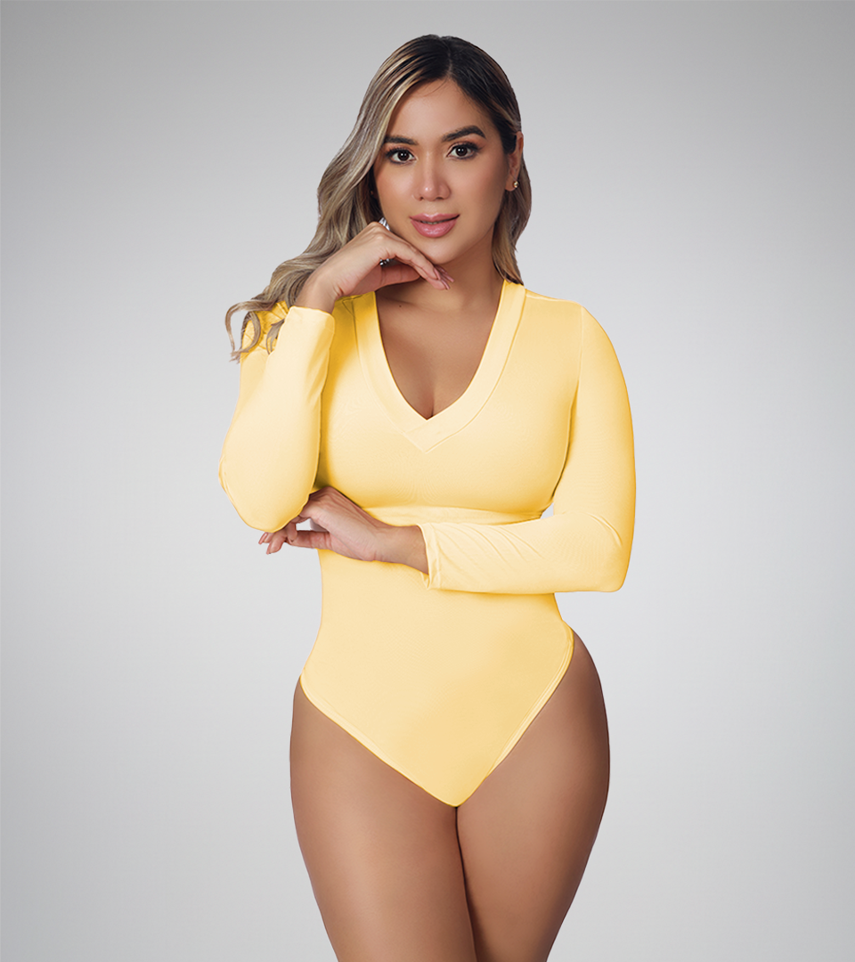 Black V-neckline Control Bodysuit