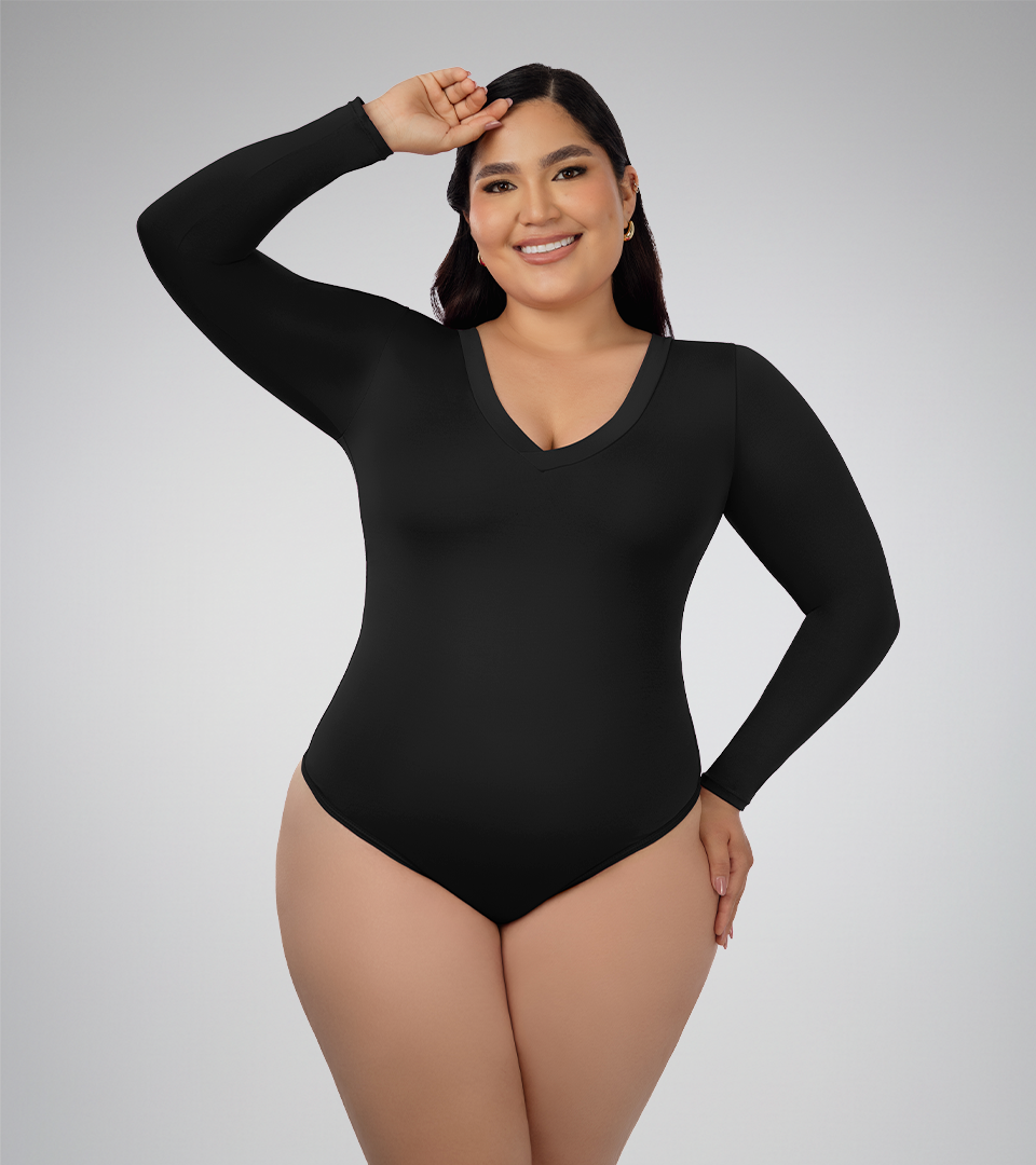 V-Neck Control Bodysuit ⭐ Black Plus