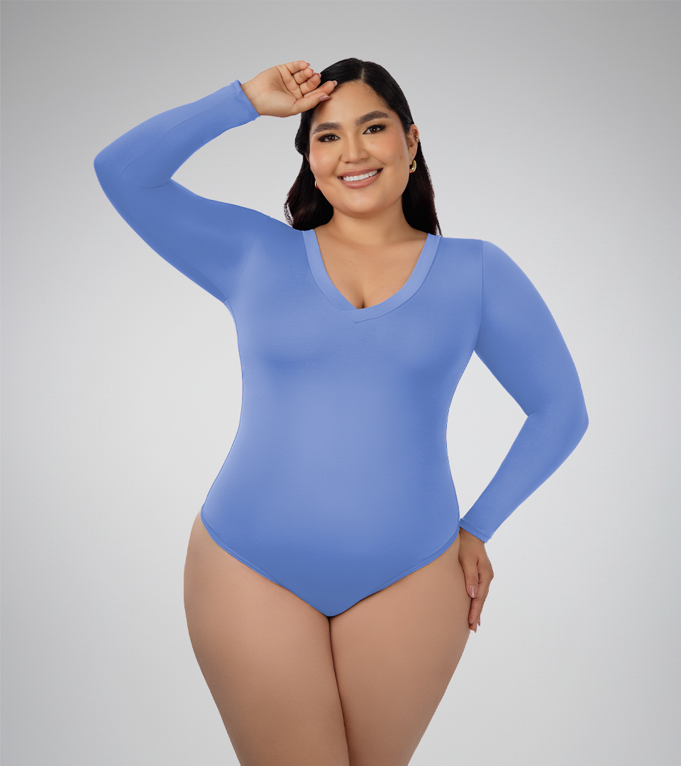 Body Control Escote En V ⭐ Azul Salvia Plus
