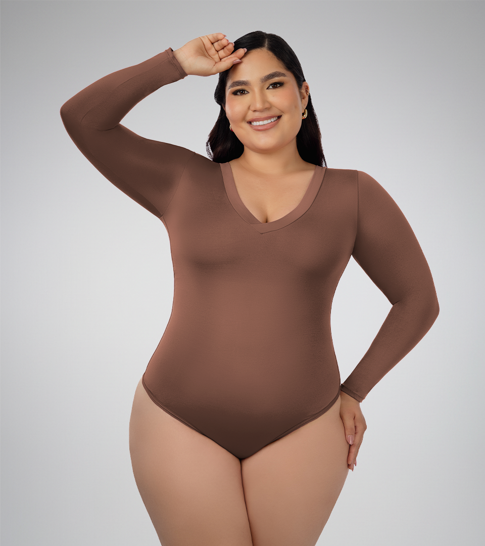Body Control Escote En V ⭐ Marron Plus