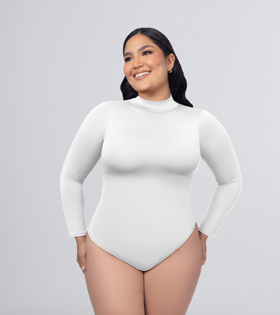High Neck Control Bodysuit ⭐ White Plus