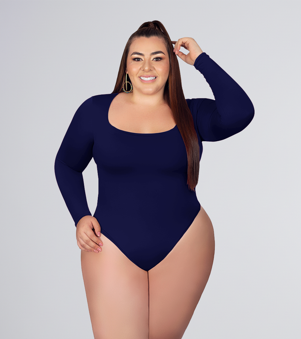 Body Control Básico MNG Larga ⭐ Azul Navy Plus