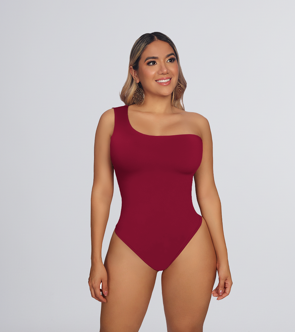 Body Control Asimétrica Escotada Vino Tinto