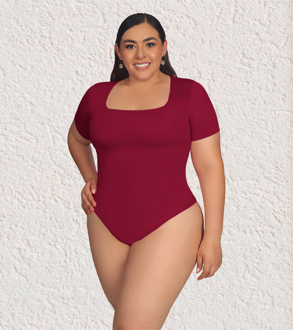 Body Control Escote Cuadrado ⭐ Vino Tinto Plus