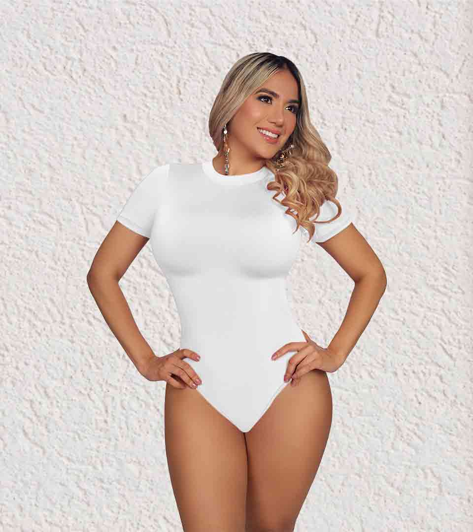 White Round Control Bodysuit