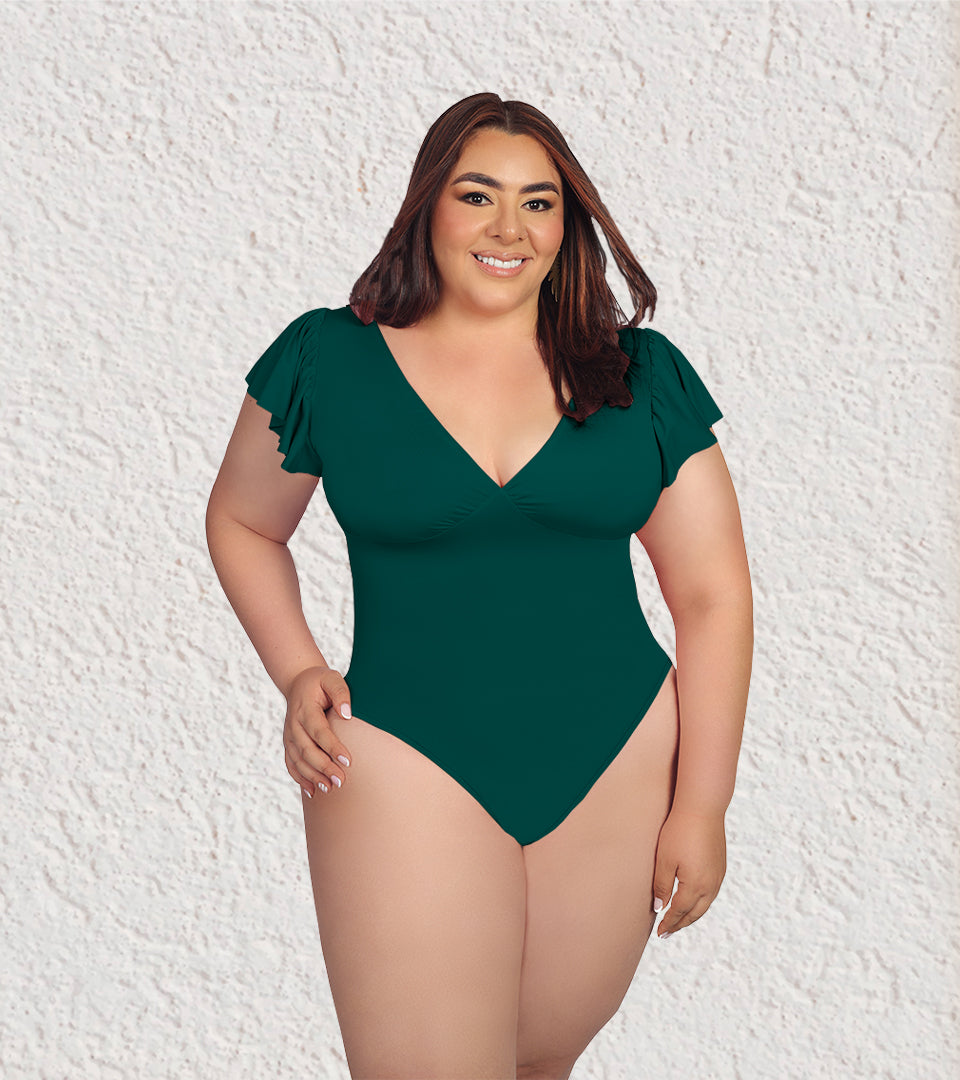 Body Control Escote En V Manga Bolero ⭐ Verde Botella Plus