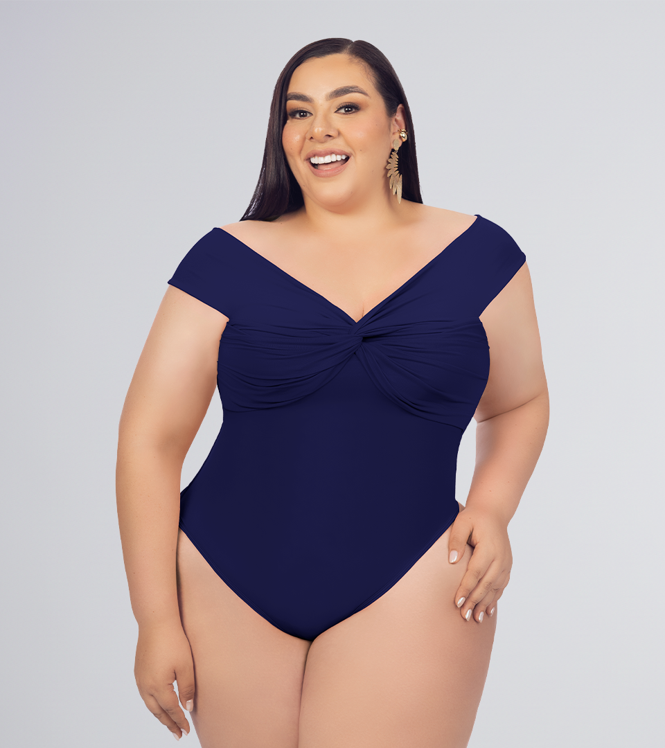 Body Control Entrelazado En Escote Azul Navy ⭐ Pluss