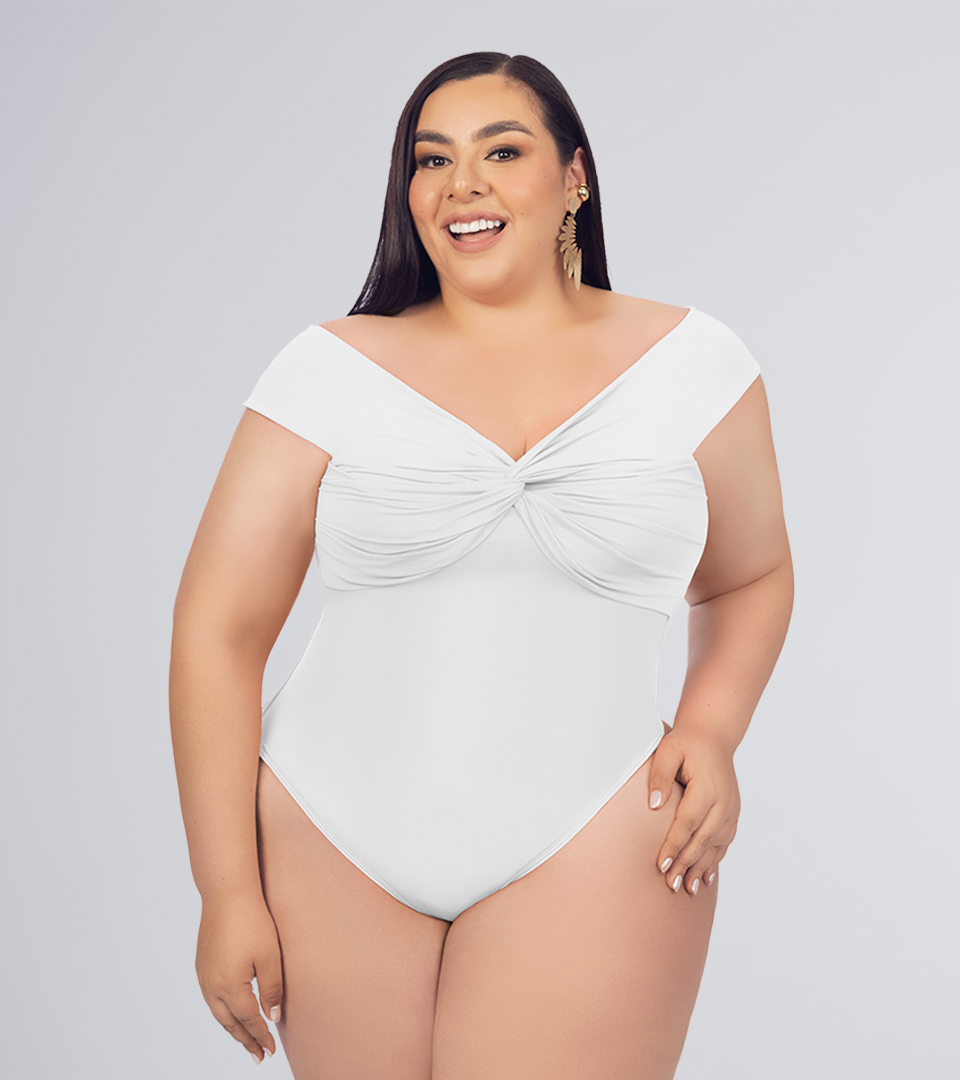 Body Control Entrelazado En Escote Blanco⭐ Pluss