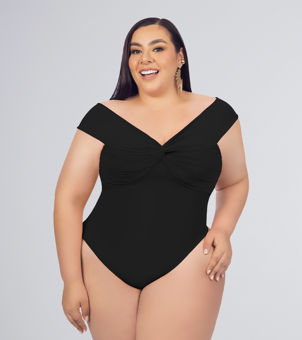 Body Control Entrelazado En Escote Negro ⭐ Pluss