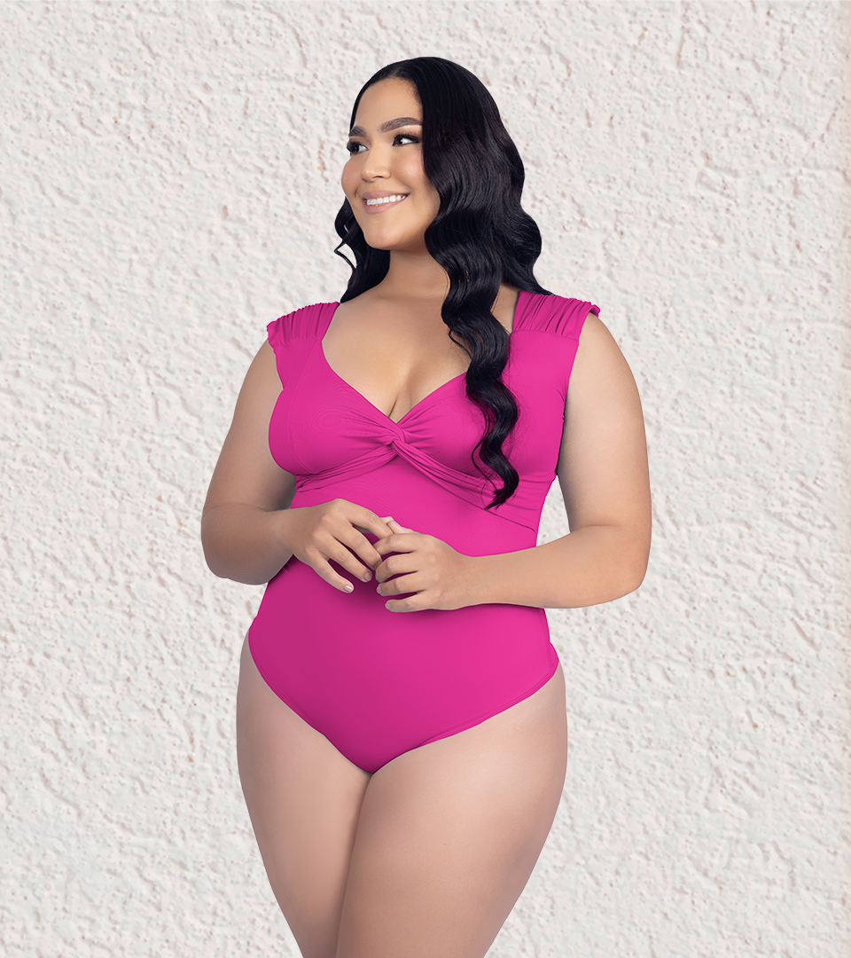 Body Control Escote Cruzado Tiras Zurcidas Magenta ⭐ Pluss