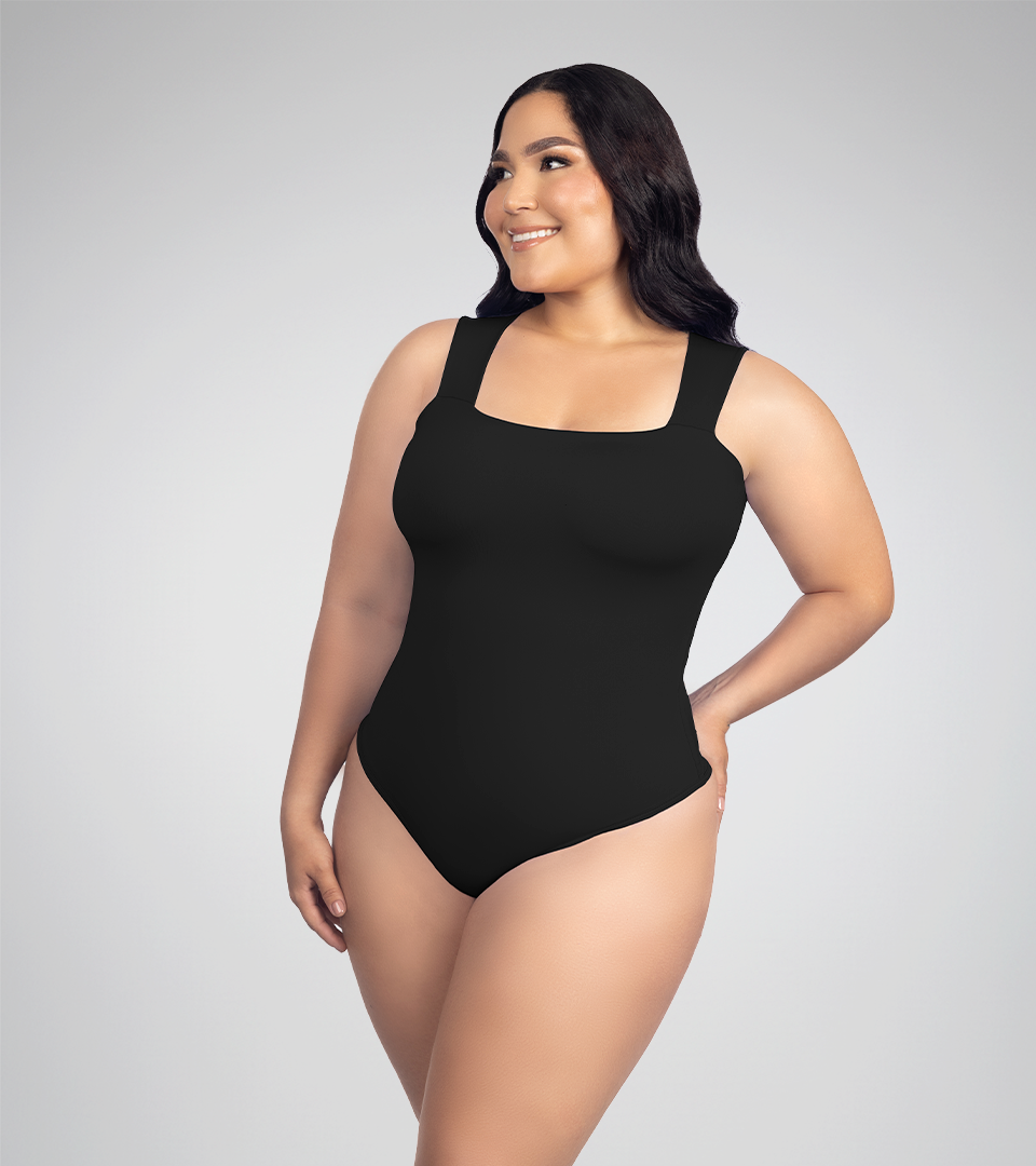 Body Control Escote Recto y Tiras Anchas Negro ⭐ Pluss