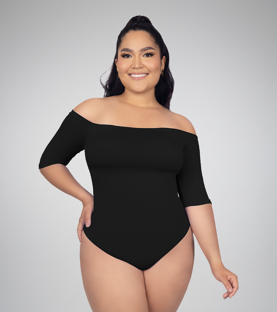 Body Control Bandeja Con Manga 3/4 Negro⭐ Pluss