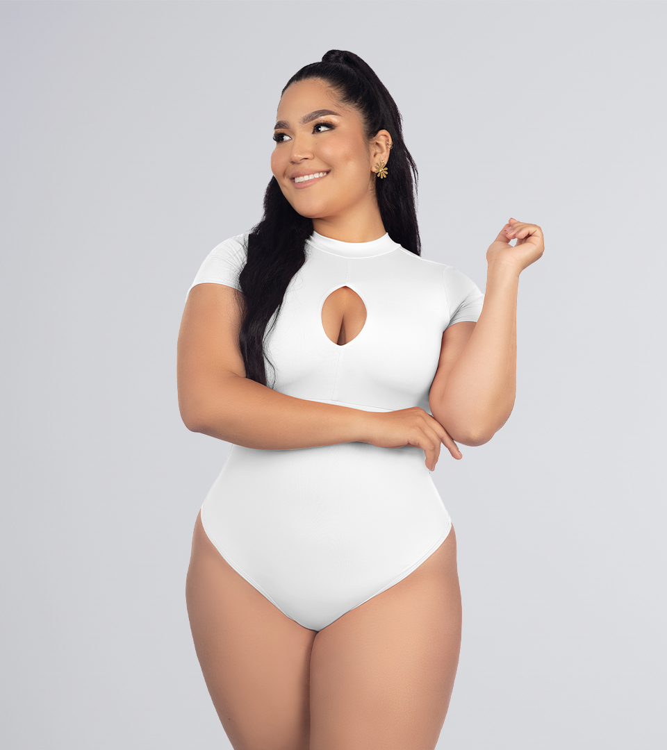 Body Control Cuello Alto con Gota en Escote Blanco ⭐ Pluss