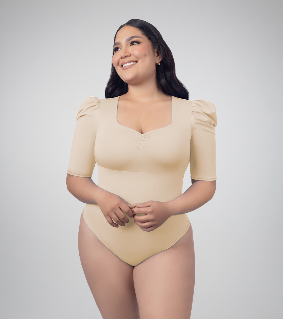 Body Control Escote Corazon Surcido Beige ⭐ Pluss