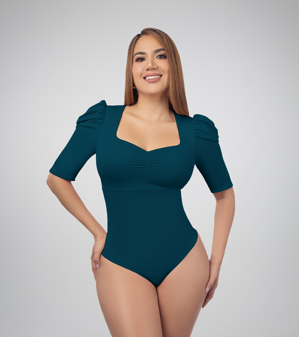 Body Control Escote Corazon Surcido Verde Botella