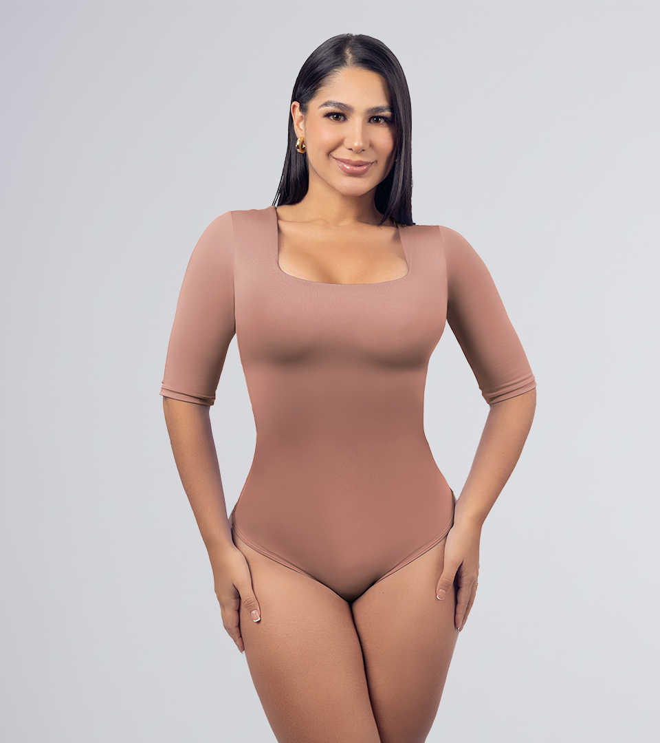 Body Control Basico Manga 3/4 Cuello Cuadrado Moka