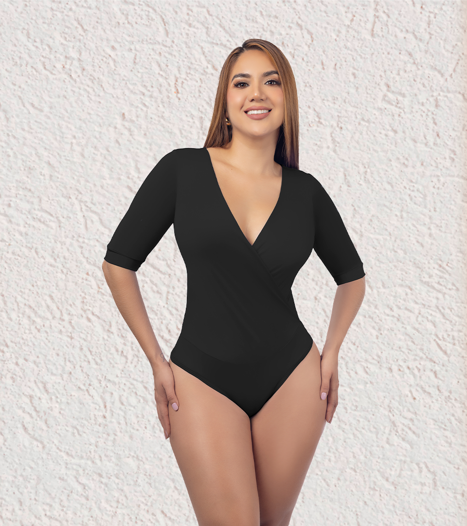 Side Control Bodysuit In Black Strips