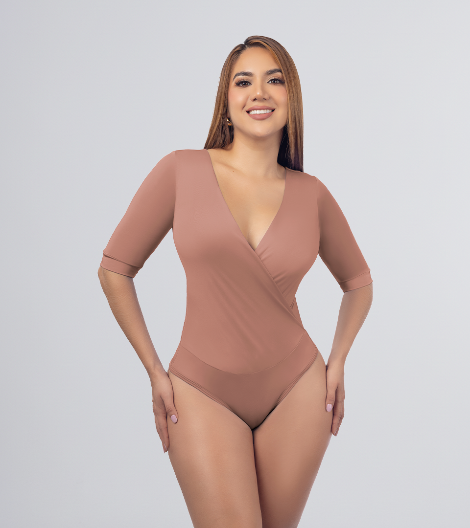 Body Control Cruzado Manga 3/4 Moka