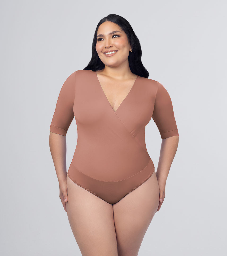 Body Control Cruzado Manga 3/4 Moka⭐ Pluss