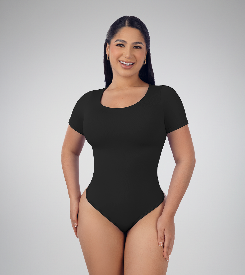 Body Control Basico Cuello Redondo Manga Corta Negro
