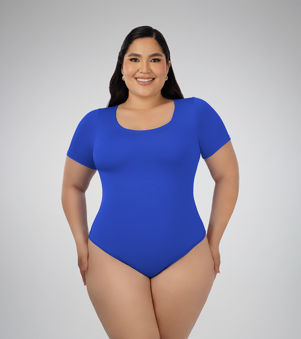 Body Control Basico Cuello Redondo Manga Corta Azul Rey ⭐ Pluss