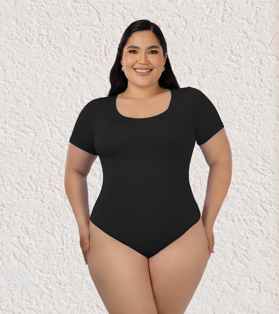 Body Control Basico Cuello Redondo Manga Corta Negro ⭐ Pluss