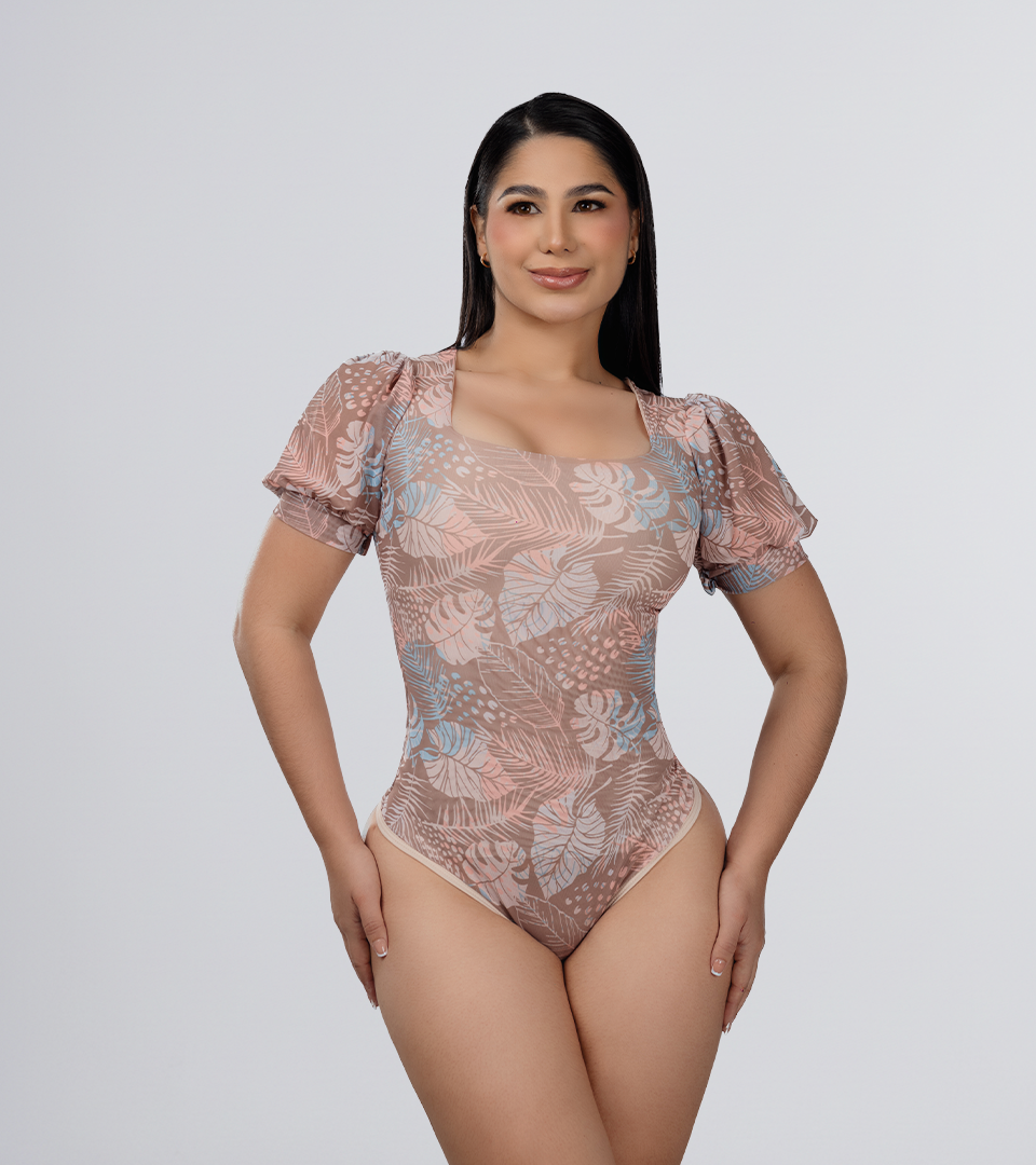 Body Control Manga Popocha y Estampado en Mayatex Beige