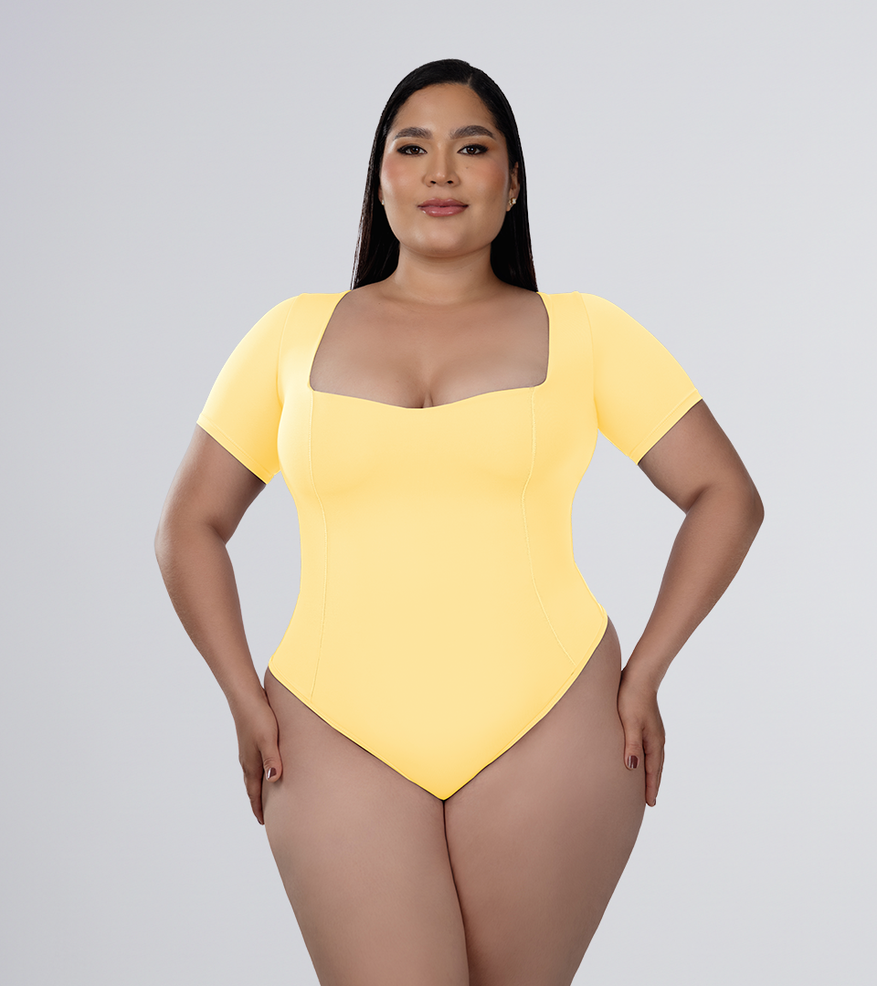 Body Control Basico Manga Costuras Estilizadas Banana ⭐ Pluss