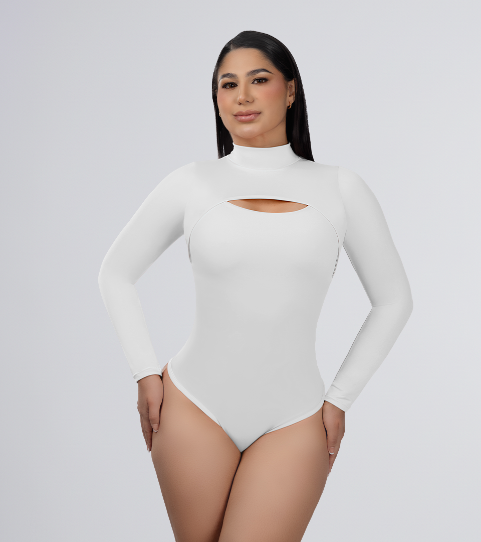 Body Control Manga Larga y Escote Recto Blanco