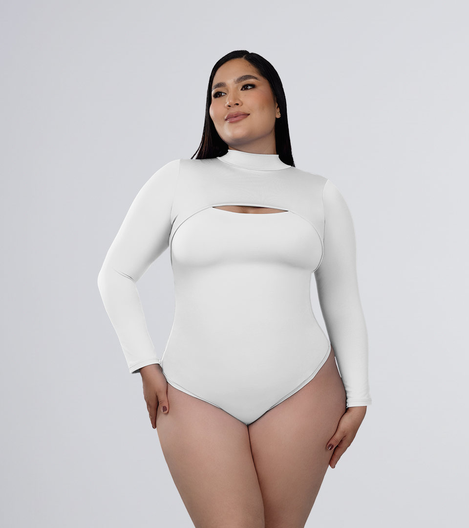 Body Control Manga Larga y Escote Recto Blanco ⭐ Pluss