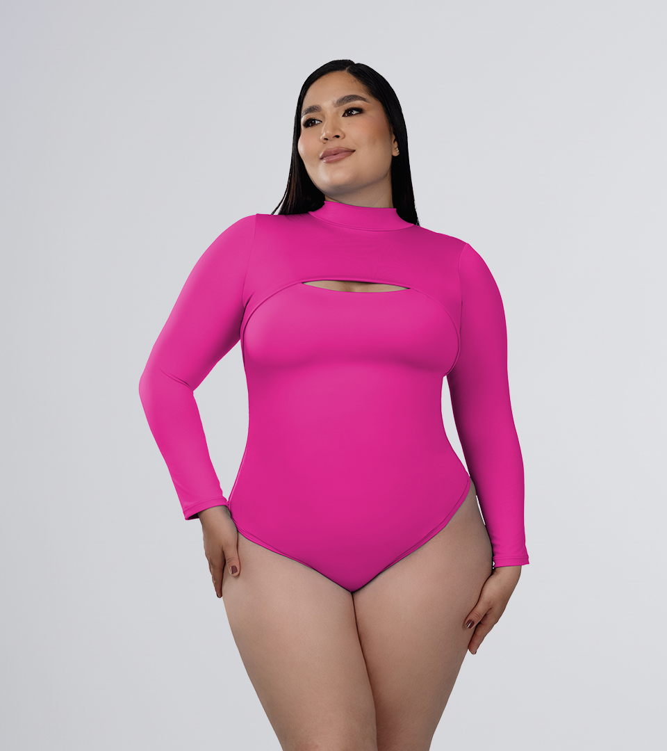 Body Control Manga Larga y Escote Recto Magenta ⭐ Pluss