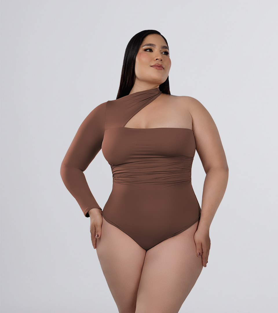 Body Control Asimetrico Manga Removible Marron ⭐ Pluss