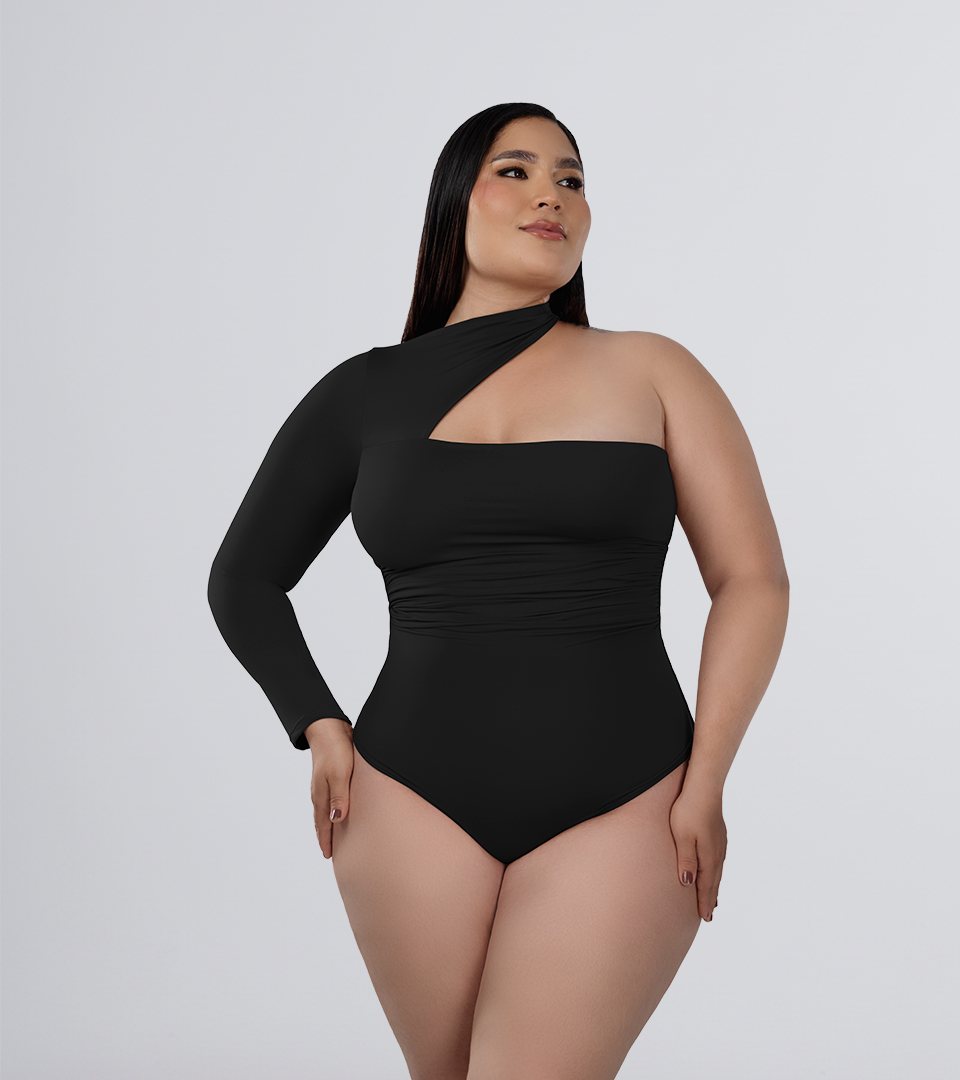 Body Control Asimetrico Manga Removible Negro ⭐ Pluss