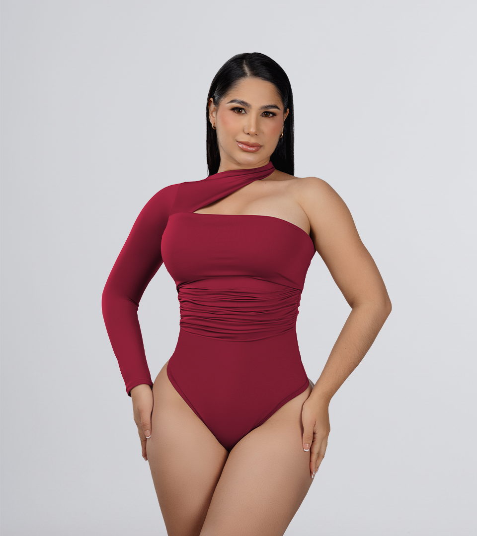 Body Control Asimetrico Manga Removible Vino Tinto