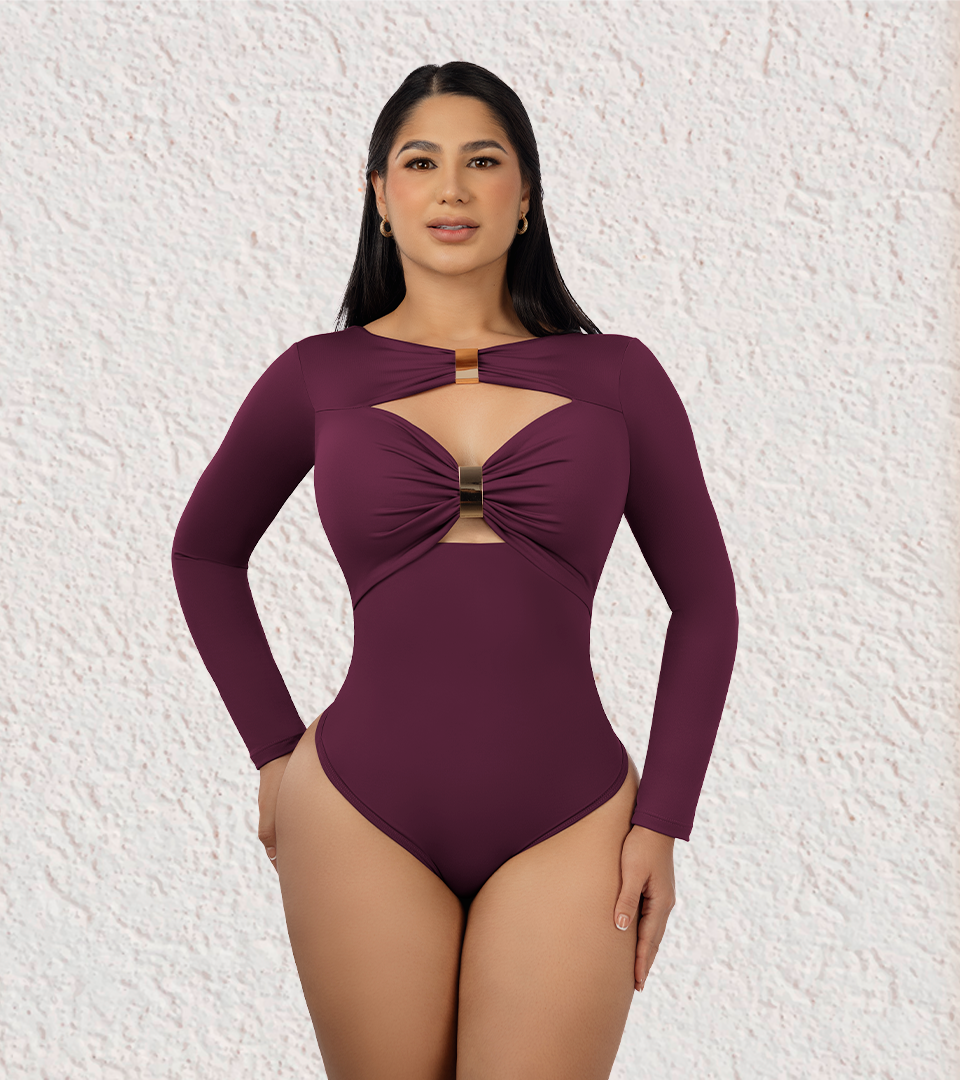 Body Control Escote Doble Hebilla Manga Larga Uva