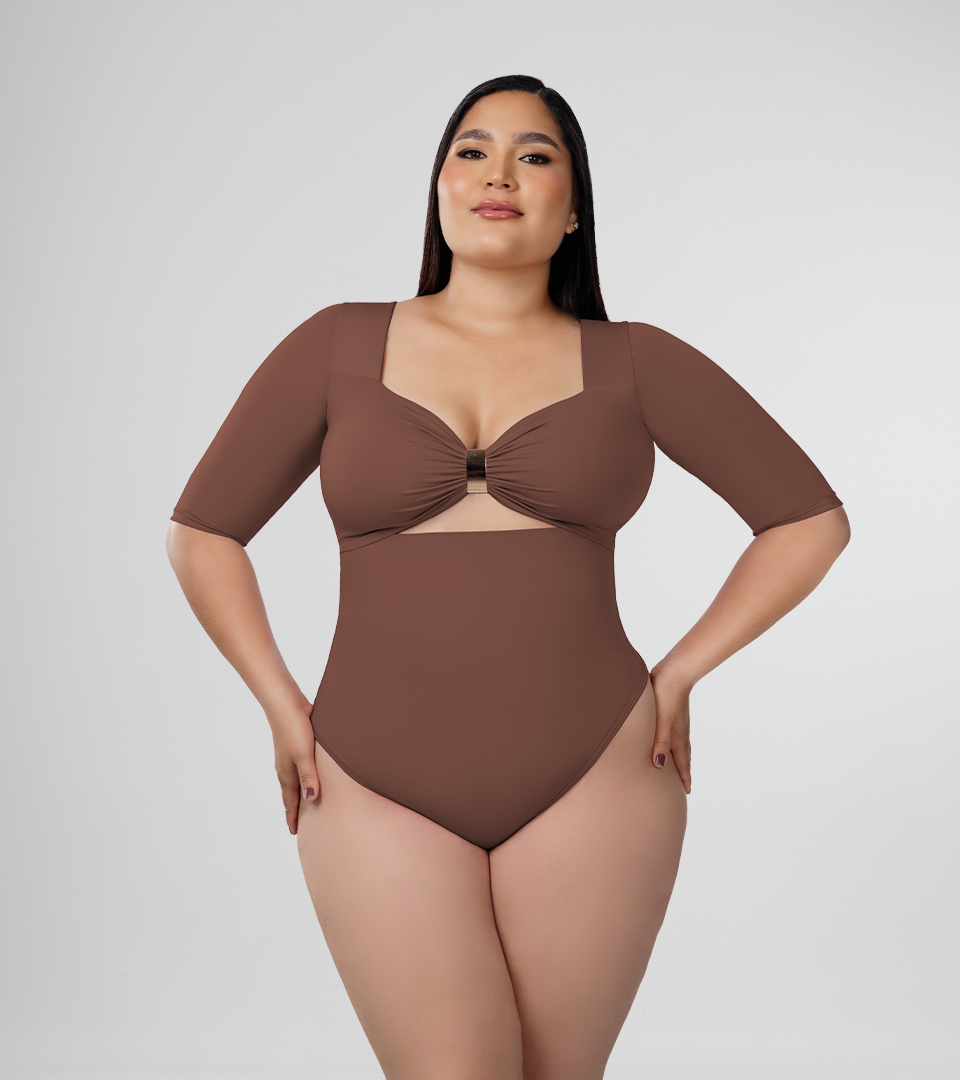 Body Control Manga 3/4 Hebilla Central Marron ⭐ Pluss