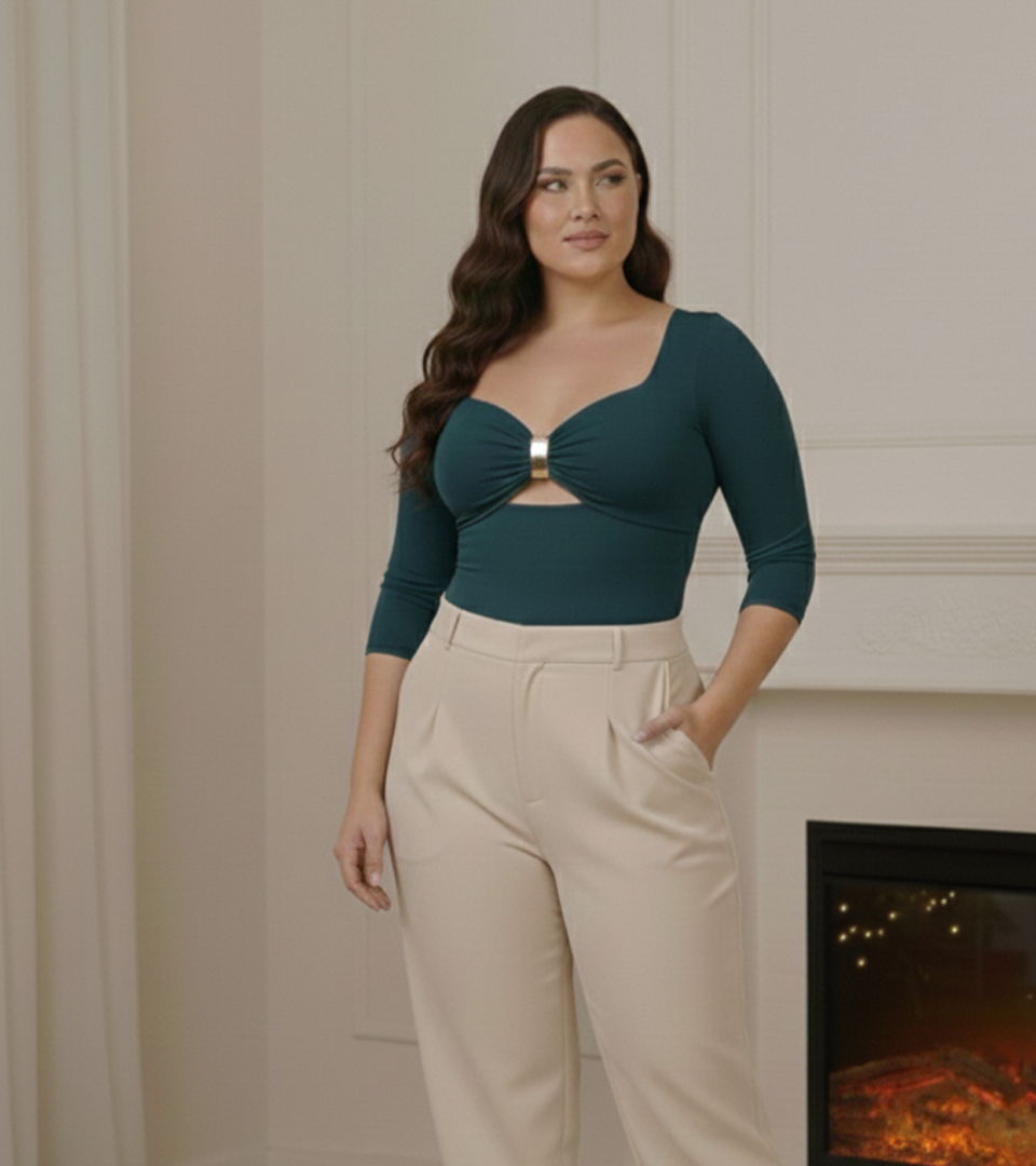 Body Control Manga 3/4 Hebilla Central Verde Botella ⭐ Pluss