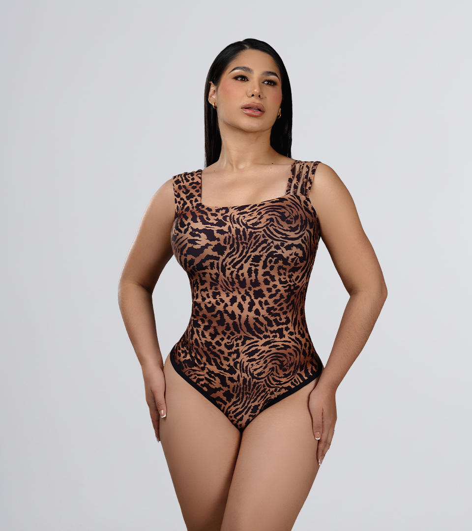 Body Control Con Tirantes y Estampado Animal Print
