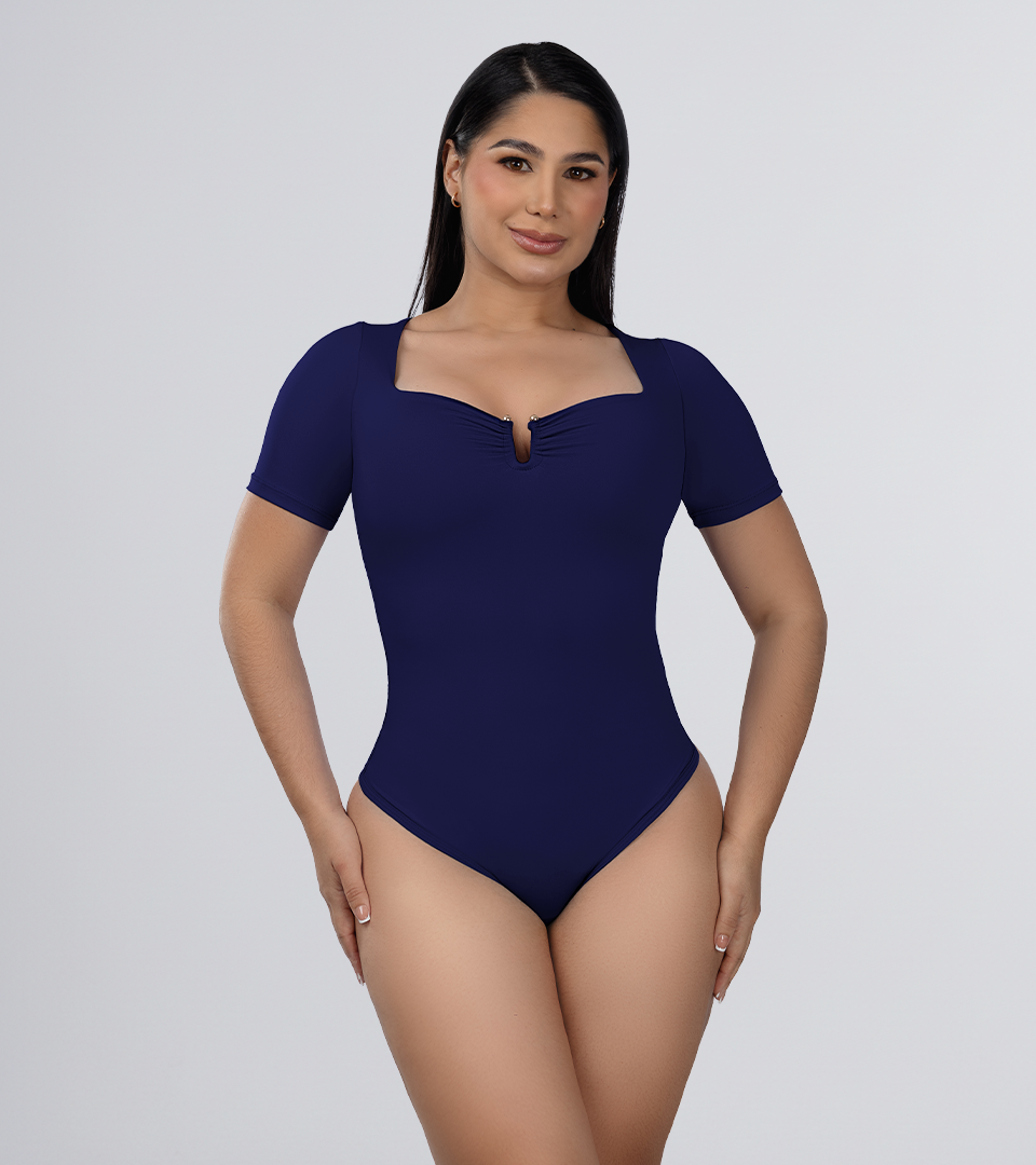 Body Control Escote Cuadrado y Herraje Central en V Azul Navy