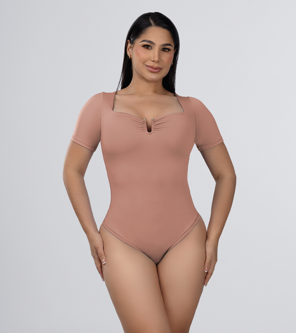 Body Control Escote Cuadrado y Herraje Central en V Moka