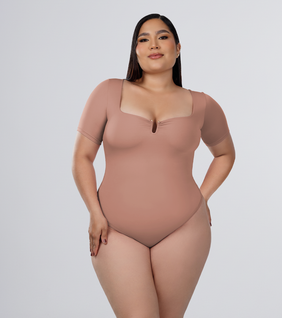 Body Control Escote Cuadrado y Herraje Central en V Moka ⭐ Pluss