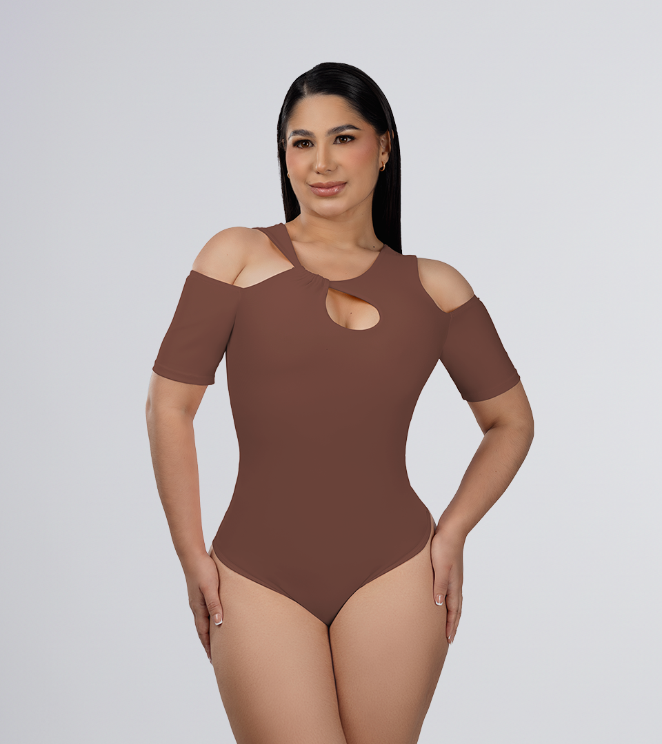 Body Control con cut out en escote Marron