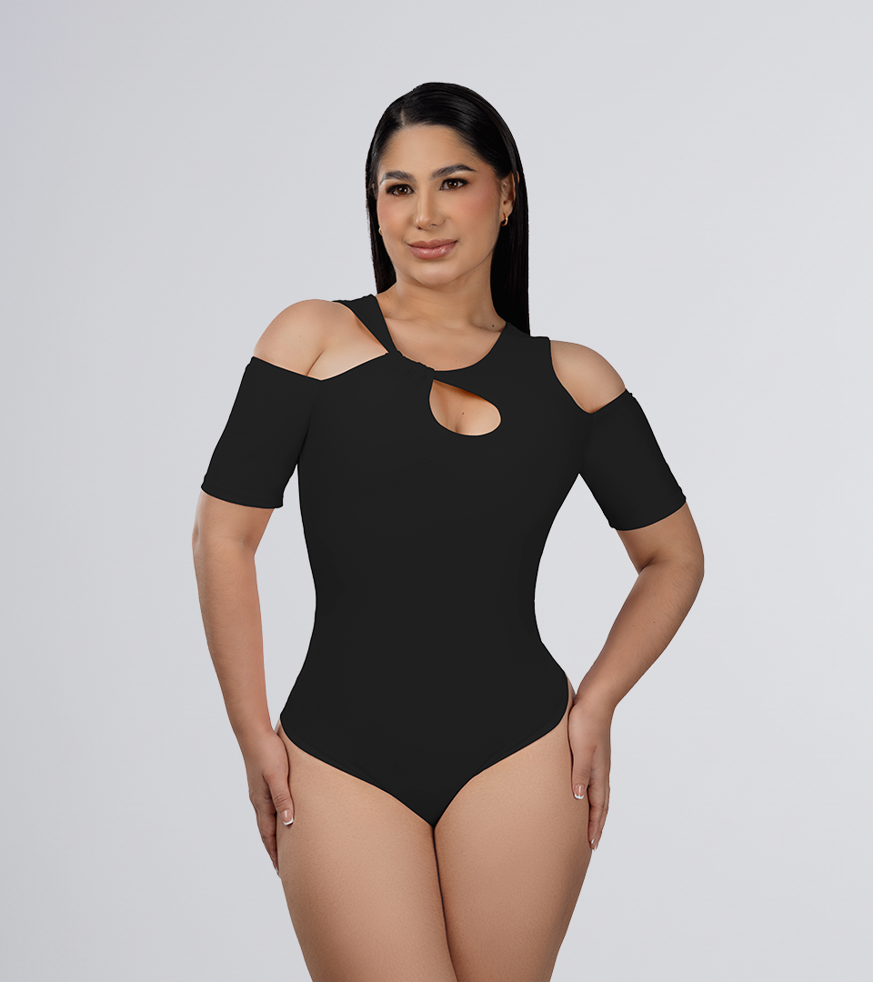 Body Control con cut out en escote Negro