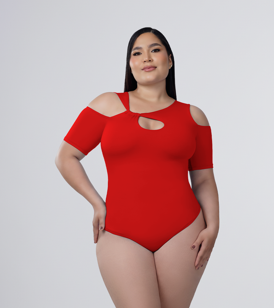 Body Control con cut out en escote Rojo ⭐ Pluss