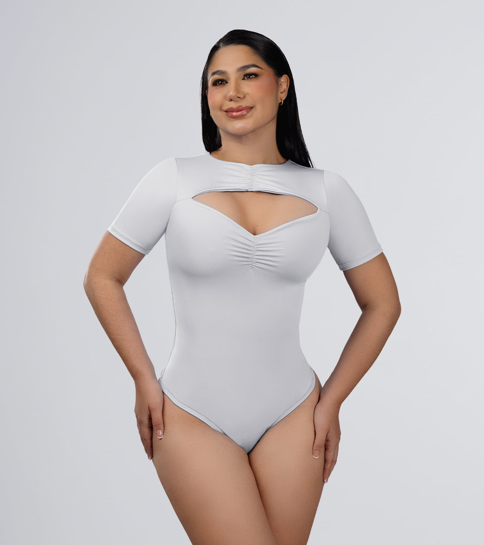 Body Control  escote corazon con detalles zurcidos Gris