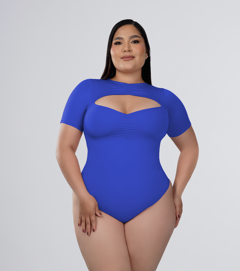 Body Control  escote corazon con detalles zurcidos  Azul Rey ⭐ Pluss