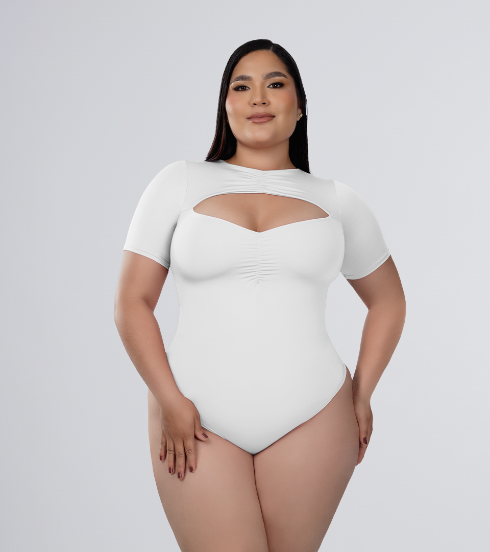 Body Control  escote corazon con detalles zurcidos Blanco ⭐ Pluss