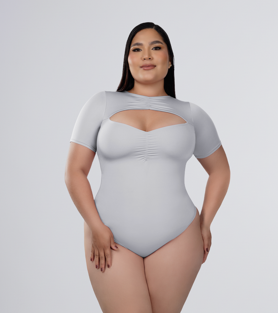 Body Control  escote corazon con detalles zurcidos Gris ⭐ Pluss